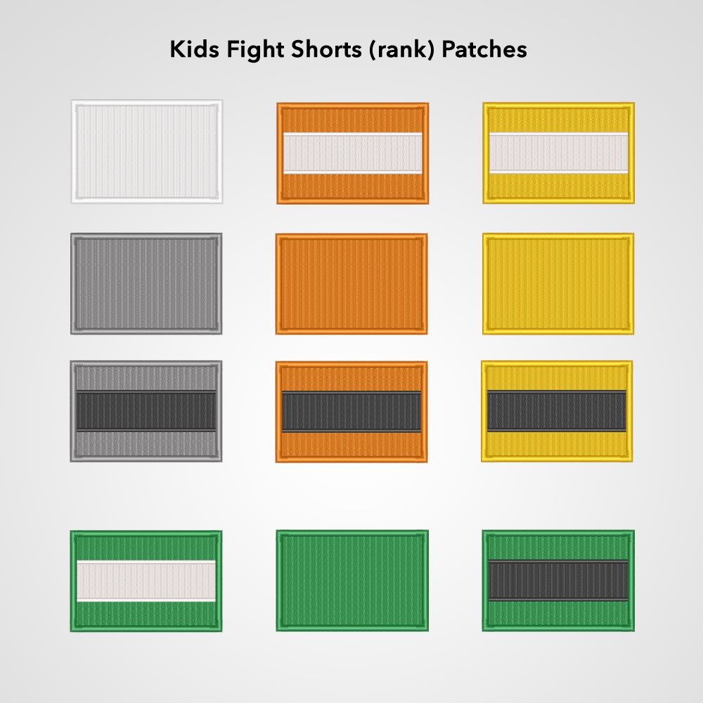 Belt rank patches for kids fight shorts